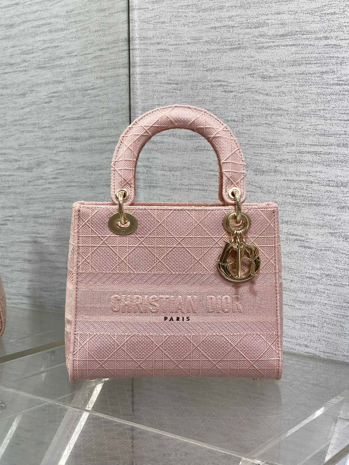 SMALL 24 LADY BAG IN PASTEL PINK CANVAS