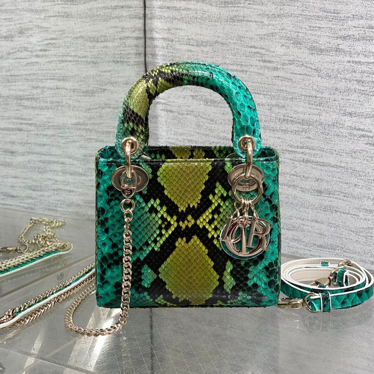 MINI 17 LADY BAG IN COLORFUL SNAKESKIN PATTERN LAMBSKIN 225963