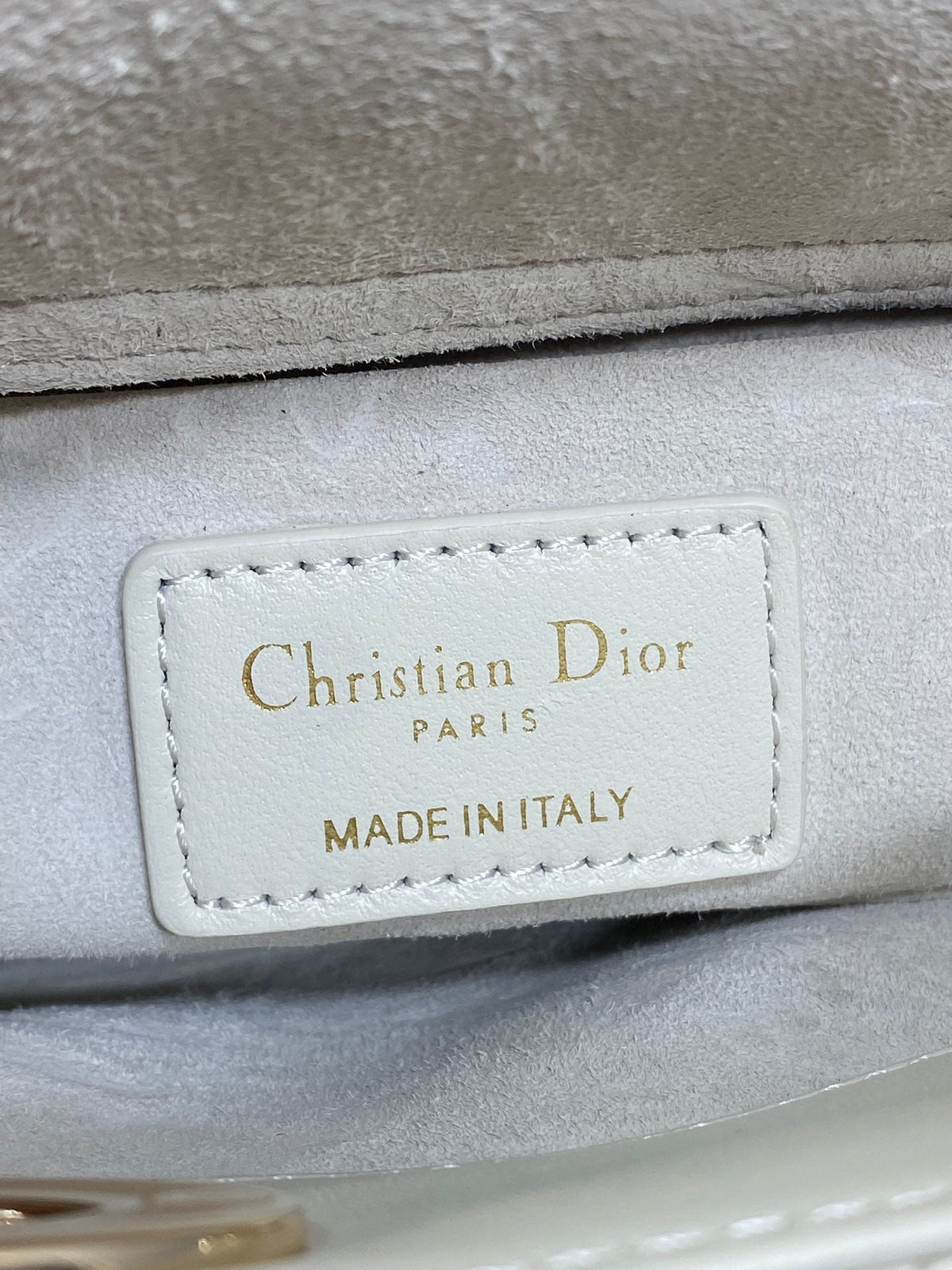 DIOR 25S MICRO LADY D-JOY 19 IN IVORY CALFSKIN GOLD HARDWARE