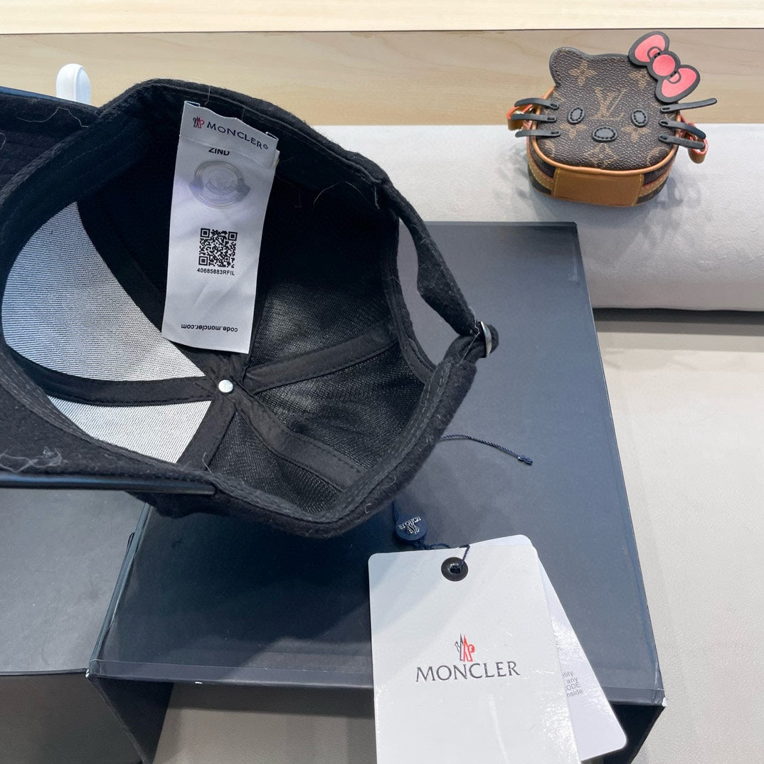 WOOL-TWEED AND LEATHER BASEBALL CAP BLACK 428237