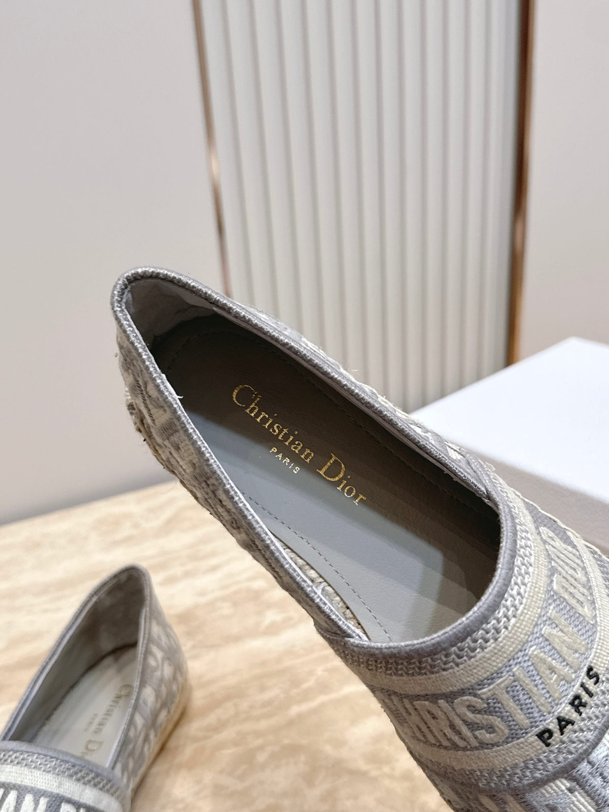 DIOR 26S GRANVILLE ESPADRILLE IN LIGHT GREY DIOR OBLIQUE EMBROIDERED COTTON