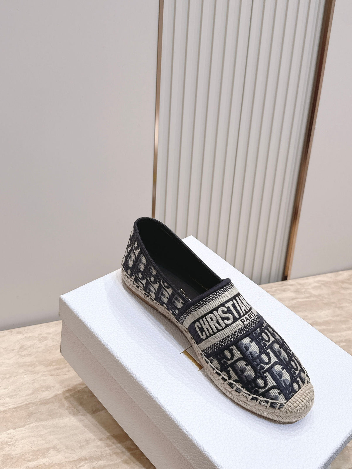 DIOR 26S GRANVILLE ESPADRILLE IN DEEP BLUE DIOR OBLIQUE EMBROIDERED COTTON