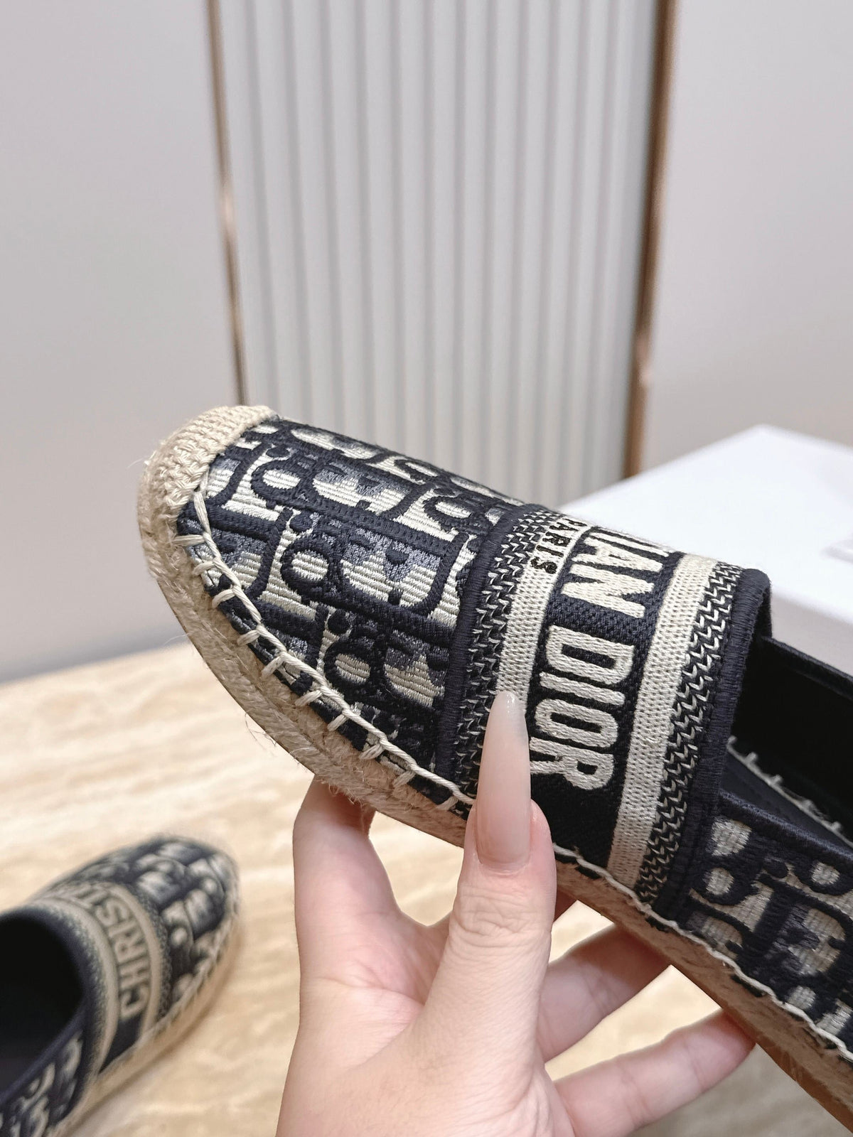 DIOR 26S GRANVILLE ESPADRILLE IN DEEP BLUE DIOR OBLIQUE EMBROIDERED COTTON