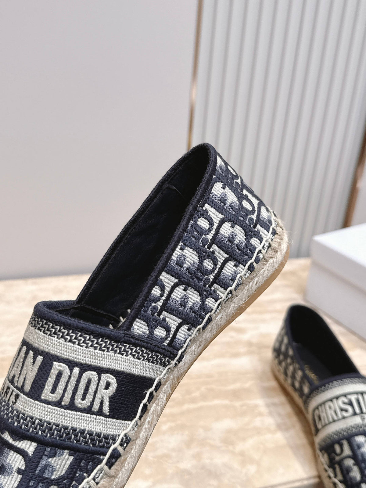 DIOR 26S GRANVILLE ESPADRILLE IN DEEP BLUE DIOR OBLIQUE EMBROIDERED COTTON