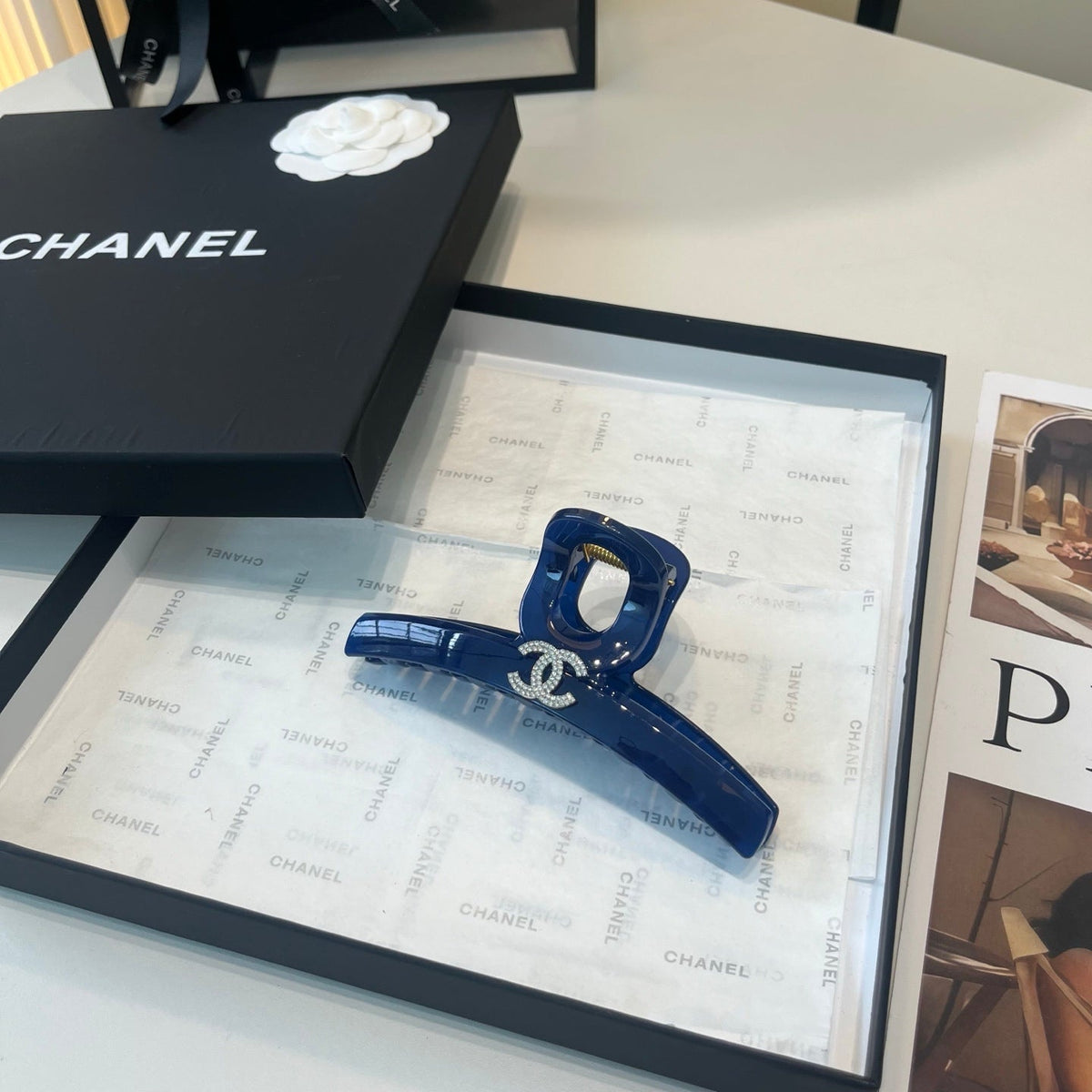 CHANEL 26S HAIR CLIP IN BLUE ACETATE 512116