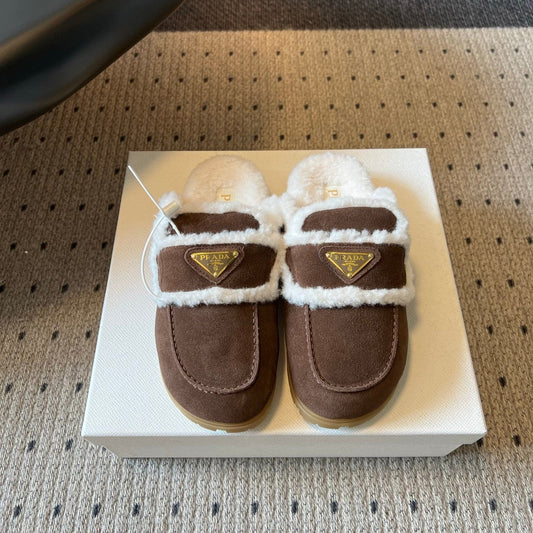 PRADA 26S MULES IN CHOCOLATE BROWN SUEDE