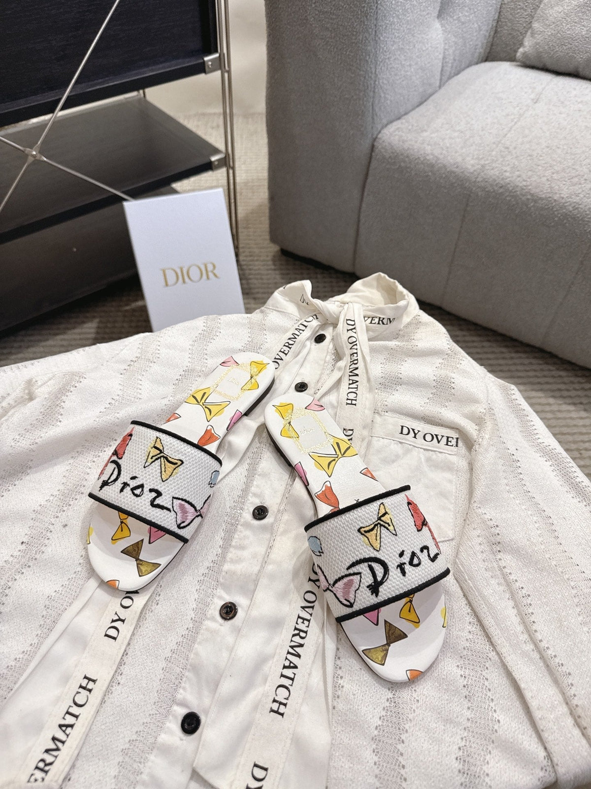 DIOR 26S D-WAY SLIDE IN MULTICOLOR DIOR JARDIN D'HIVER EMBROIDERED COTTON STYLE 03