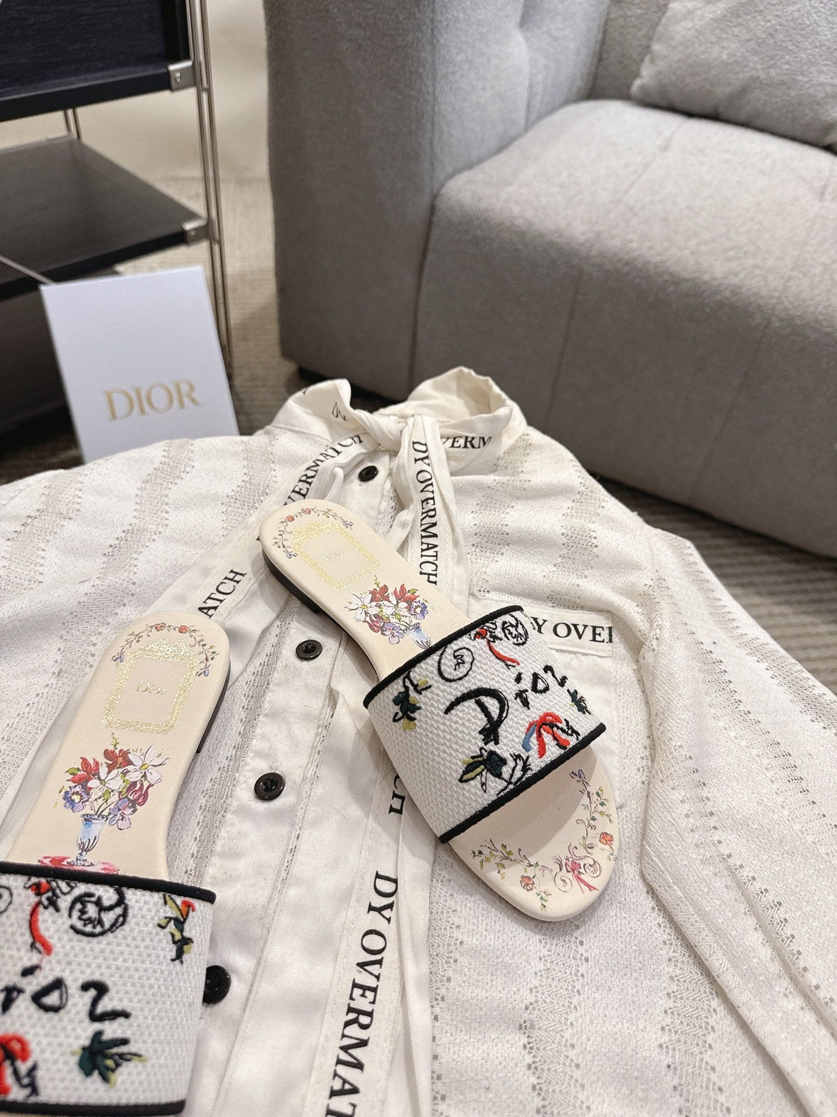 DIOR 26S D-WAY SLIDE IN MULTICOLOR DIOR JARDIN D'HIVER EMBROIDERED COTTON STYLE 01