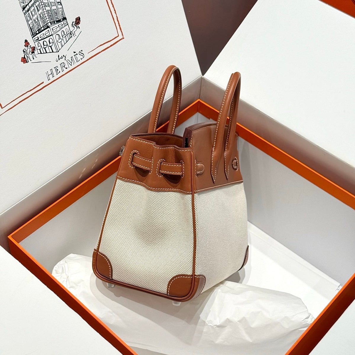 HM BIRKIN 25CM IN VEAU BARENIA SWIFT CALFSKIN ERCU TOILE CANVAS