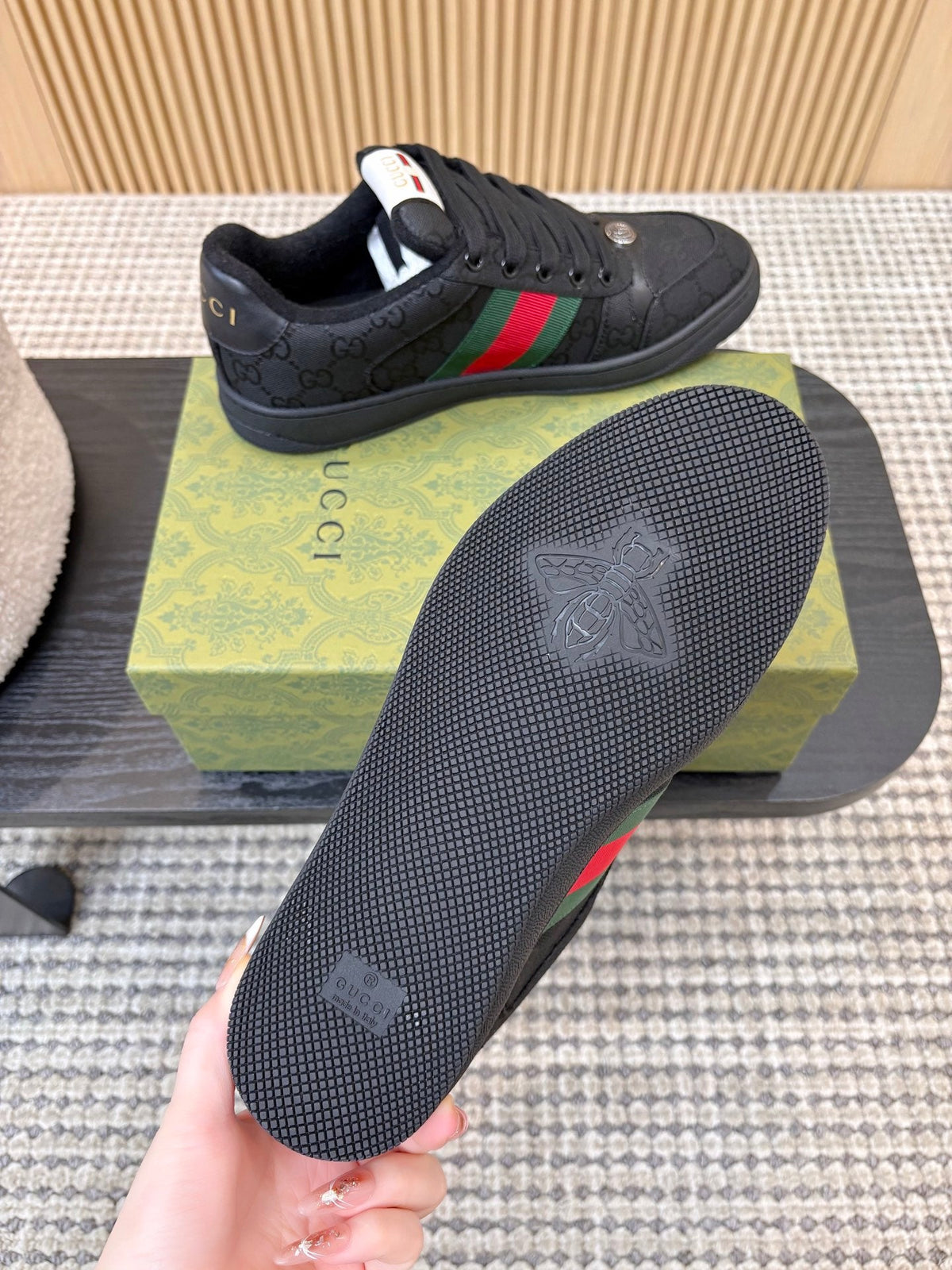 GUCCI 26S SNEAKERS IN BLACK GG CANVAS