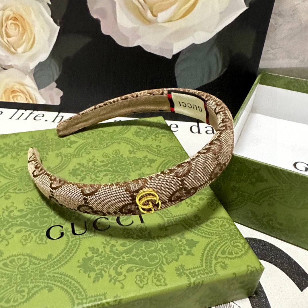 HAIRBAND IN BEIGE AND EBONY CANVAS 432816