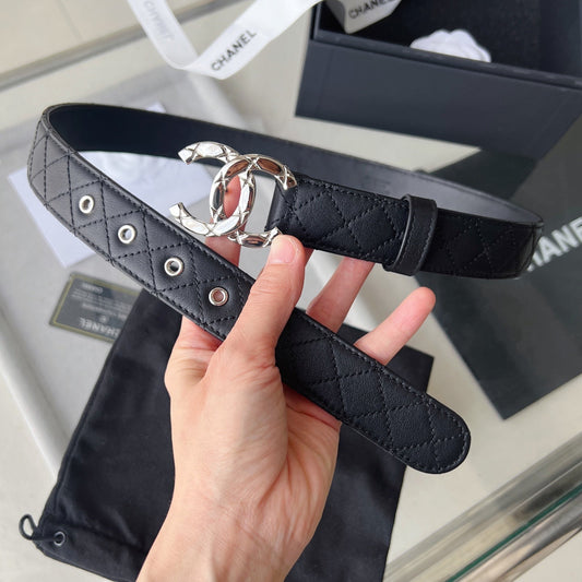 CHANEL 25S BELT 30 MM IN BLACK CALFSKIN 616604 mysite