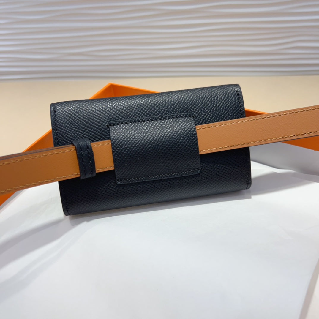 HM KELLY POCKET 18MM BELT BLACK LEATHER SILVER HARDWARE mysite