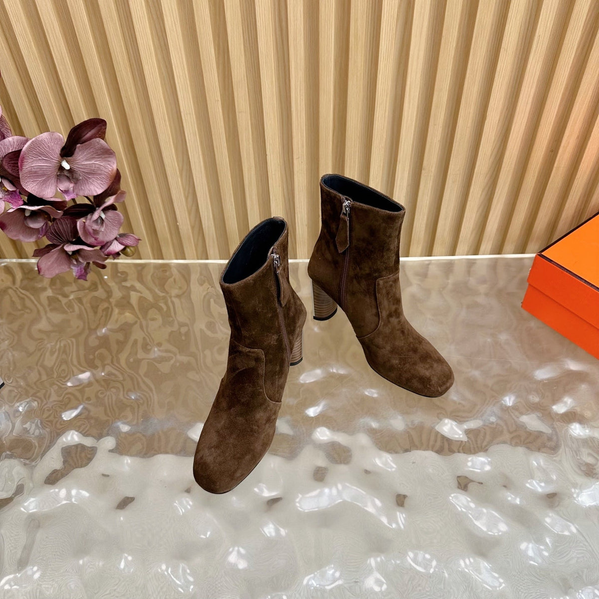HM 25S ANKLE BOOTS 70 MM IN BROWN SUEDE