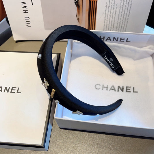 BLACK FABRIC HAIRBAND WITH CRYSTAL 414405