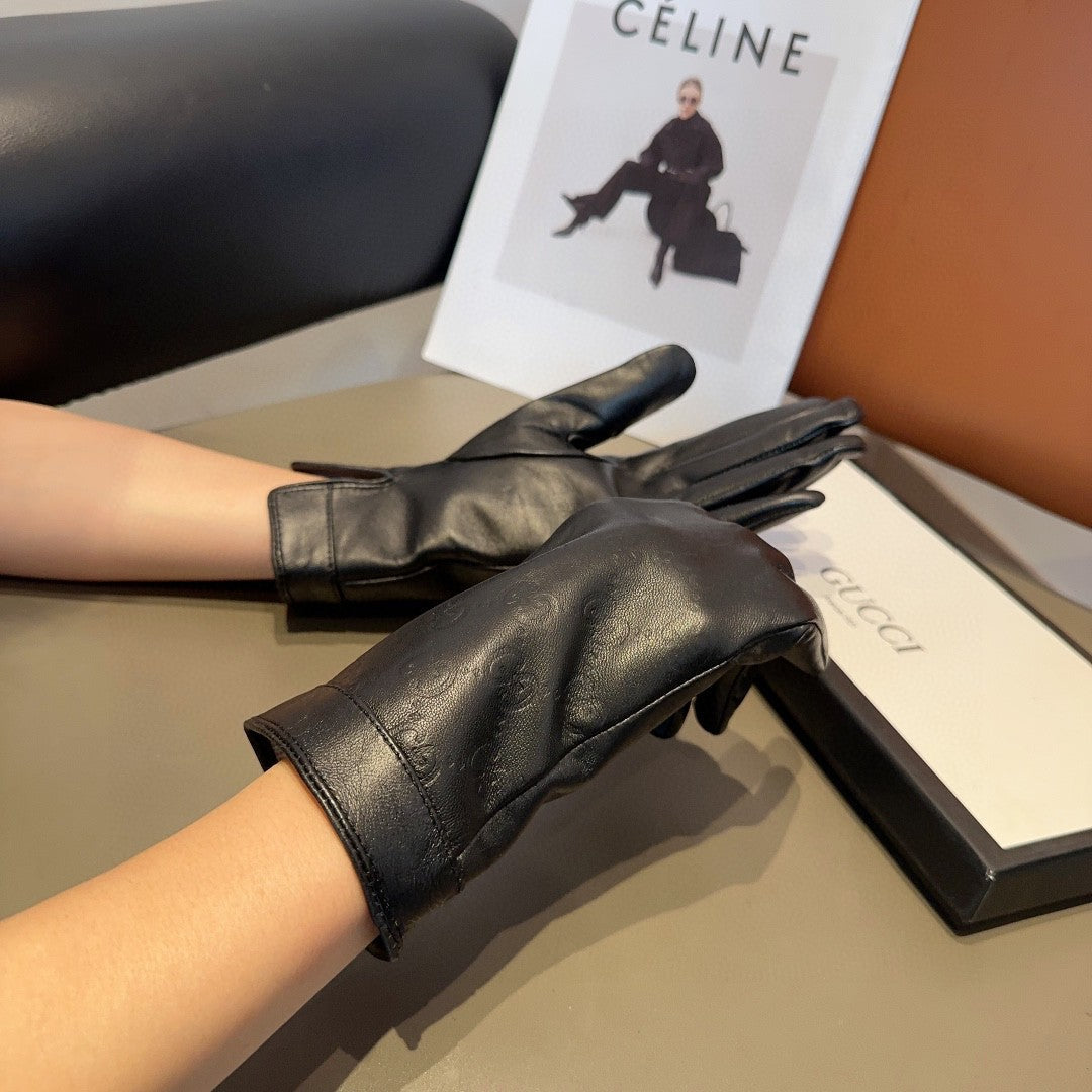 GLOVES IN BLACK EMBOSSED LAMBSKIN 423484