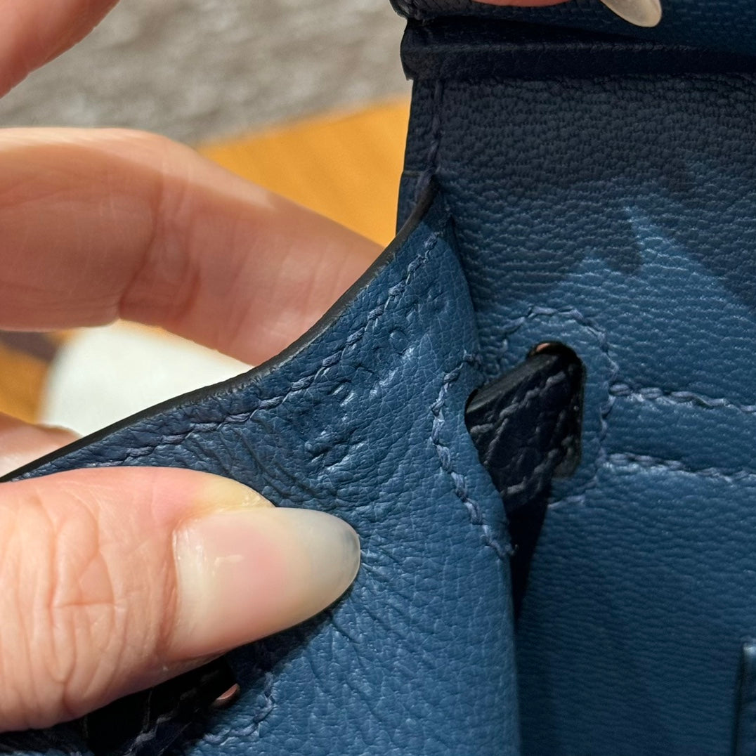 BIRKIN FAUBOURG TOUCH 20 IN NAVY BLUE CALFSKIN WITH SILVER HARDWARE