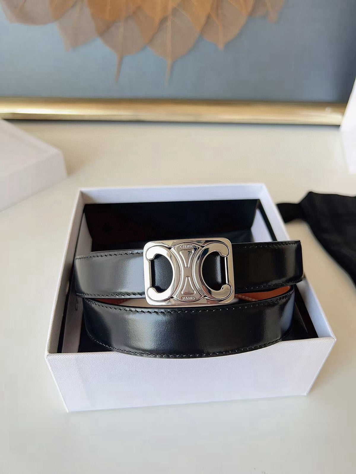 CELINE 26S BELT 25 MM IN BLACK AND BROWN CALFSKIN 636400 mysite