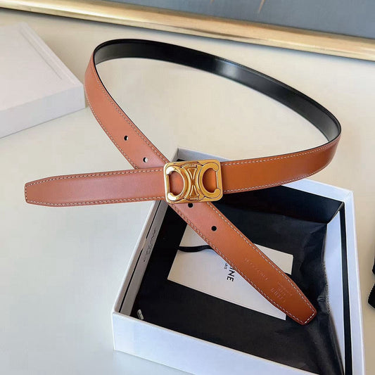 CELINE 26S BELT 25 MM IN BLACK AND BROWN CALFSKIN 636401
