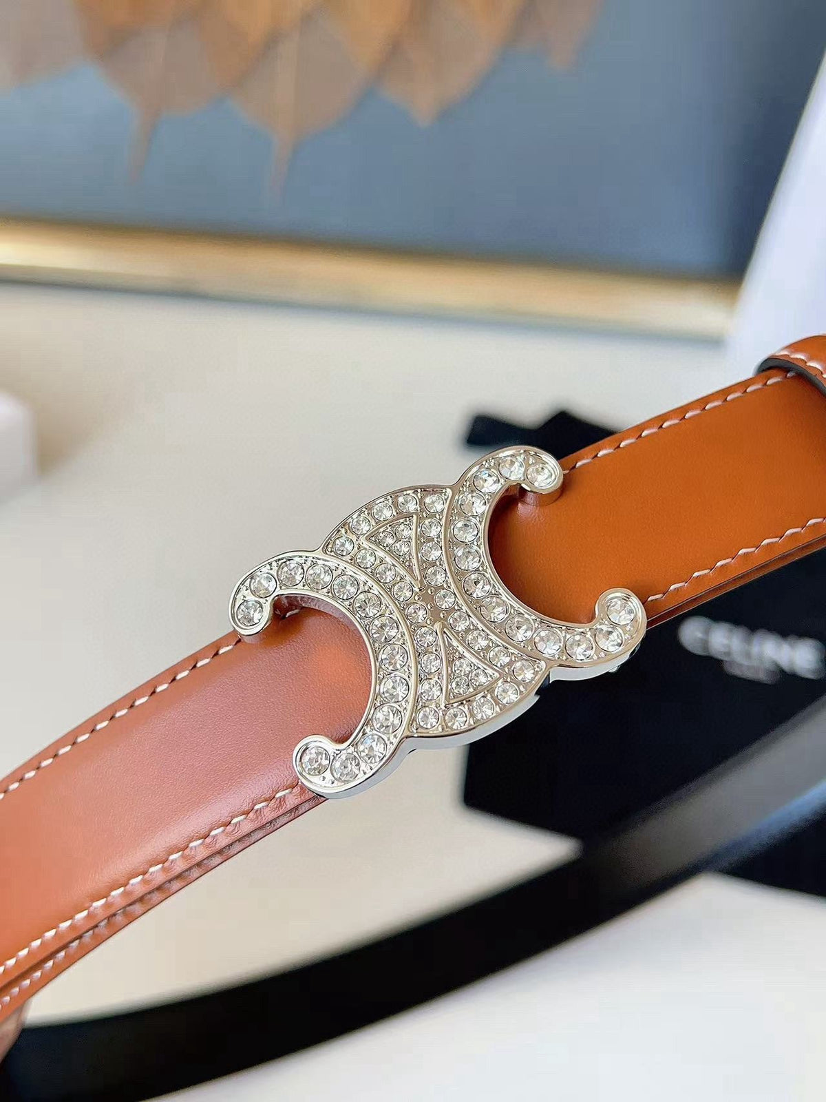 CELINE 26S BELT 25 MM IN BLACK AND BROWN CALFSKIN 636402 mysite