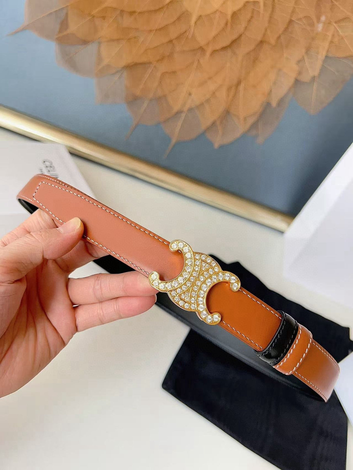 CELINE 26S BELT 25 MM IN BLACK AND BROWN CALFSKIN 636403 mysite
