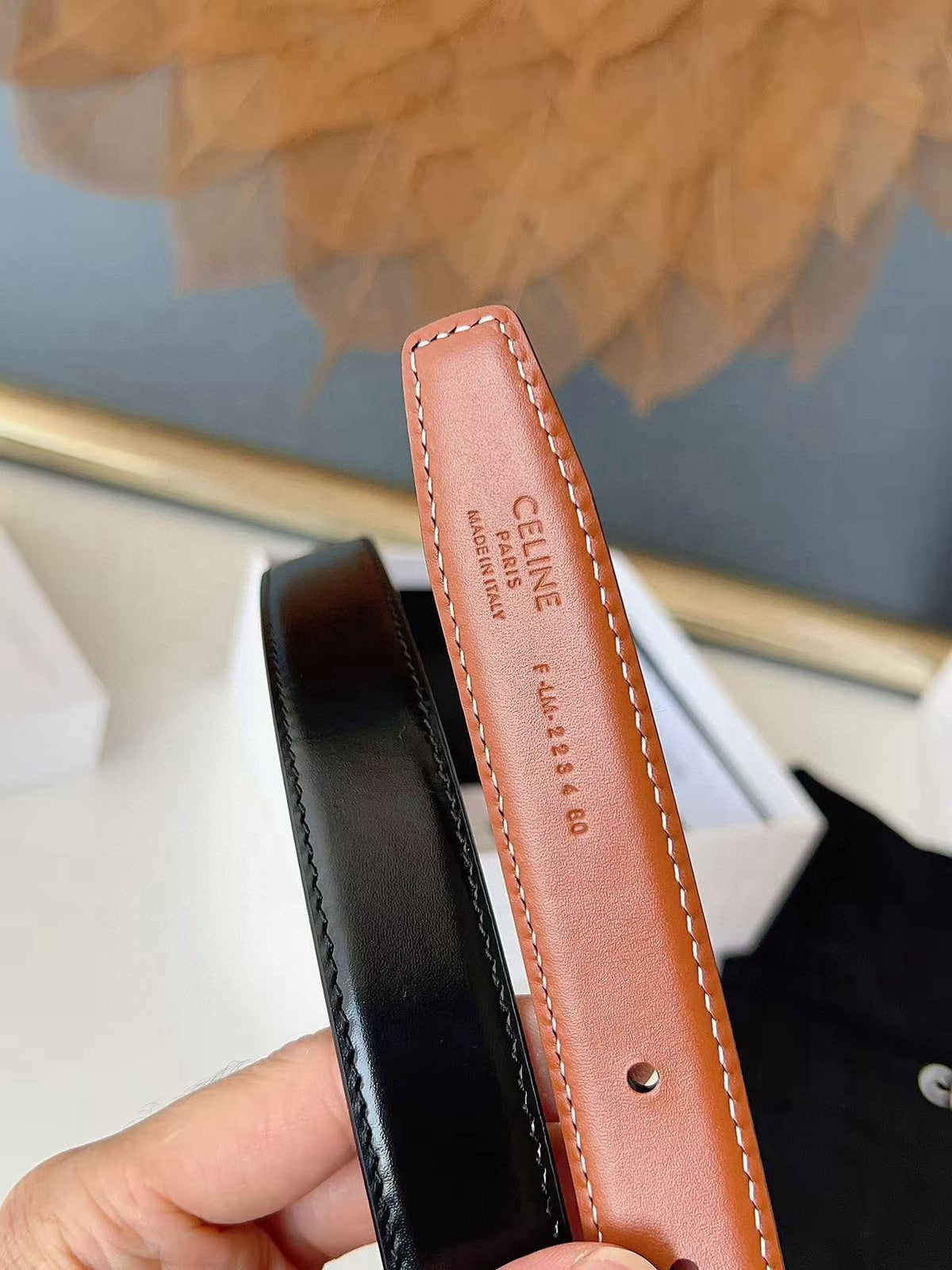 CELINE 26S BELT 25 MM IN BLACK AND BROWN CALFSKIN 636403 mysite