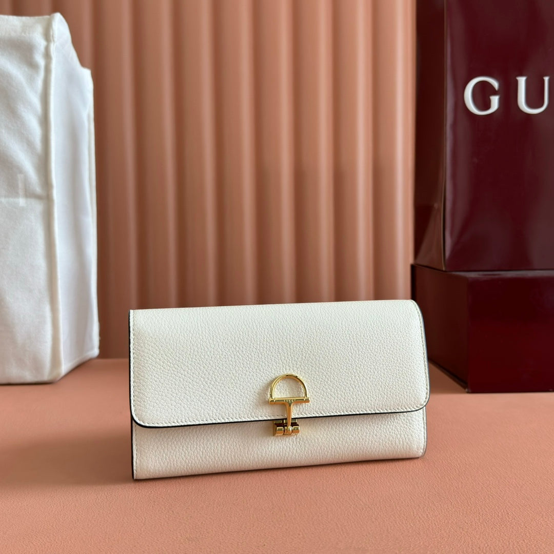 SOFTBIT CONTINENTAL WALLET 19 IN WHITE GRAINY CALFSKIN GOLD HARDWARE