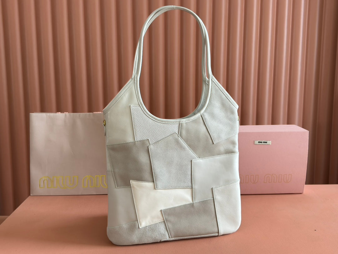 IVY TOTE BAG 60 IN CHALK WHITE PATCHWORK CALFSKIN