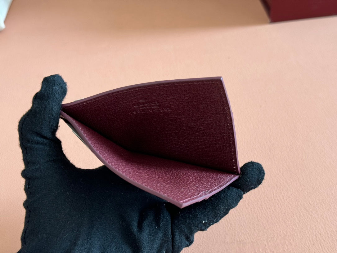 GG CARD CASE 10 BICOLOR IN GREY AND RED GG CALFSKIN