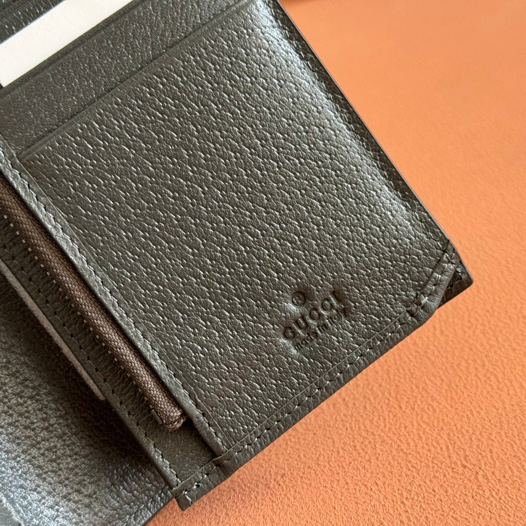 OPHIDIA CARD CASE 19 IN DARK GREY COATED FABRIC AND CALFSKIN