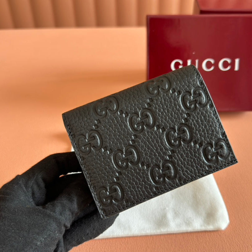 EMBLEM MINI WALLET 11 IN BLACK GG GRAINY CALFSKIN