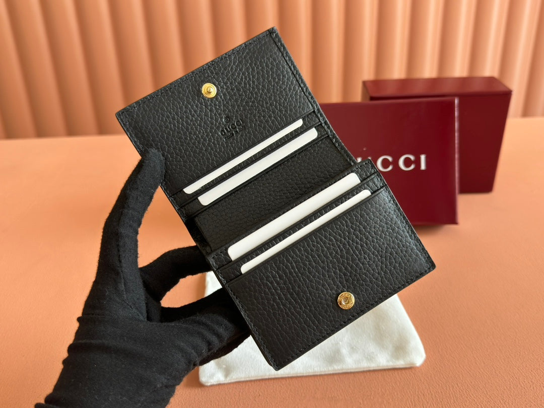 EMBLEM MINI WALLET 11 IN BLACK GG GRAINY CALFSKIN