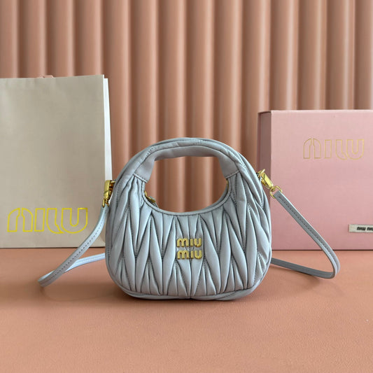 WANDER MATELASSÉ NAPPA MINI BAG 18 IN LIGHT BLUE LAMBSKIN