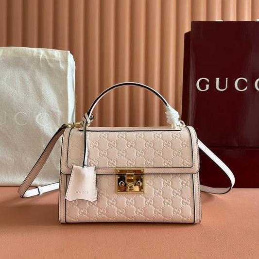 GUCCI 26S PADLOCK BAG 26 IN LIGHT PINK EMBOSSED CALFSKIN