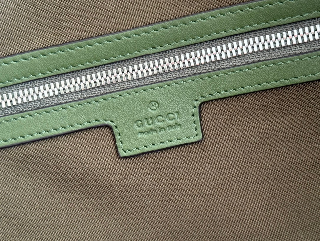 GUCCI 25S OPHIDIA MEDIUM BAG 52 CM IN MOSS GREEN CALFSKIN