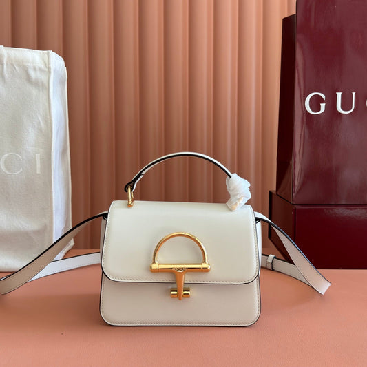 GUCCI 26S SIENA TOP HANDLE BAG 19 IN WHITE CALFSKIN