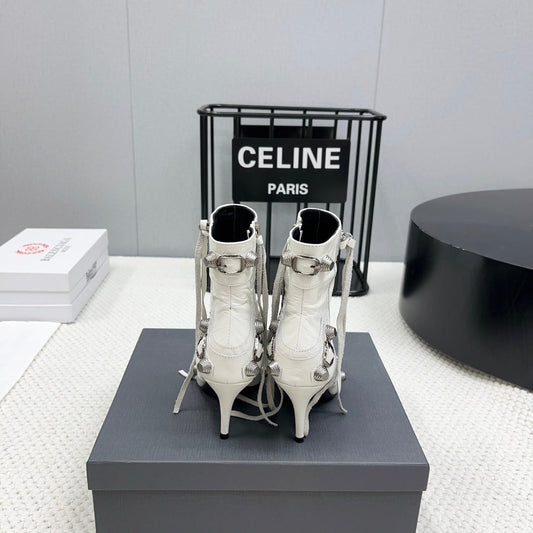 CAGOLE HIGH BOOTS IN WHITE LAMBSKIN