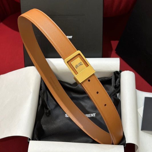 YSL 25S BELT 30 MM IN BROWN CALFSKIN 538010 mysite