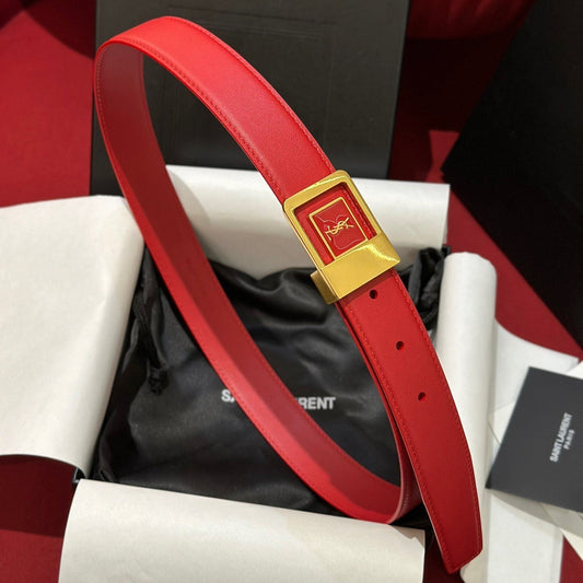 YSL 25S BELT 30 MM IN RED CALFSKIN 538009 mysite
