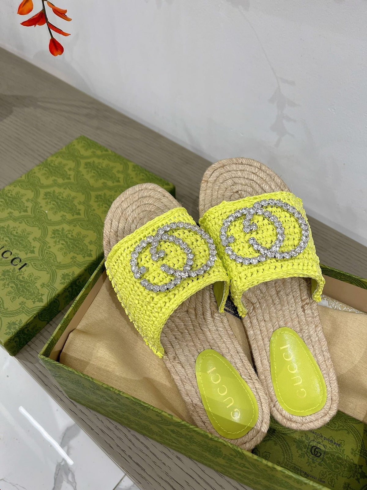 GG INTERLOCKING G ESPADRILLE LEMON FABRIC