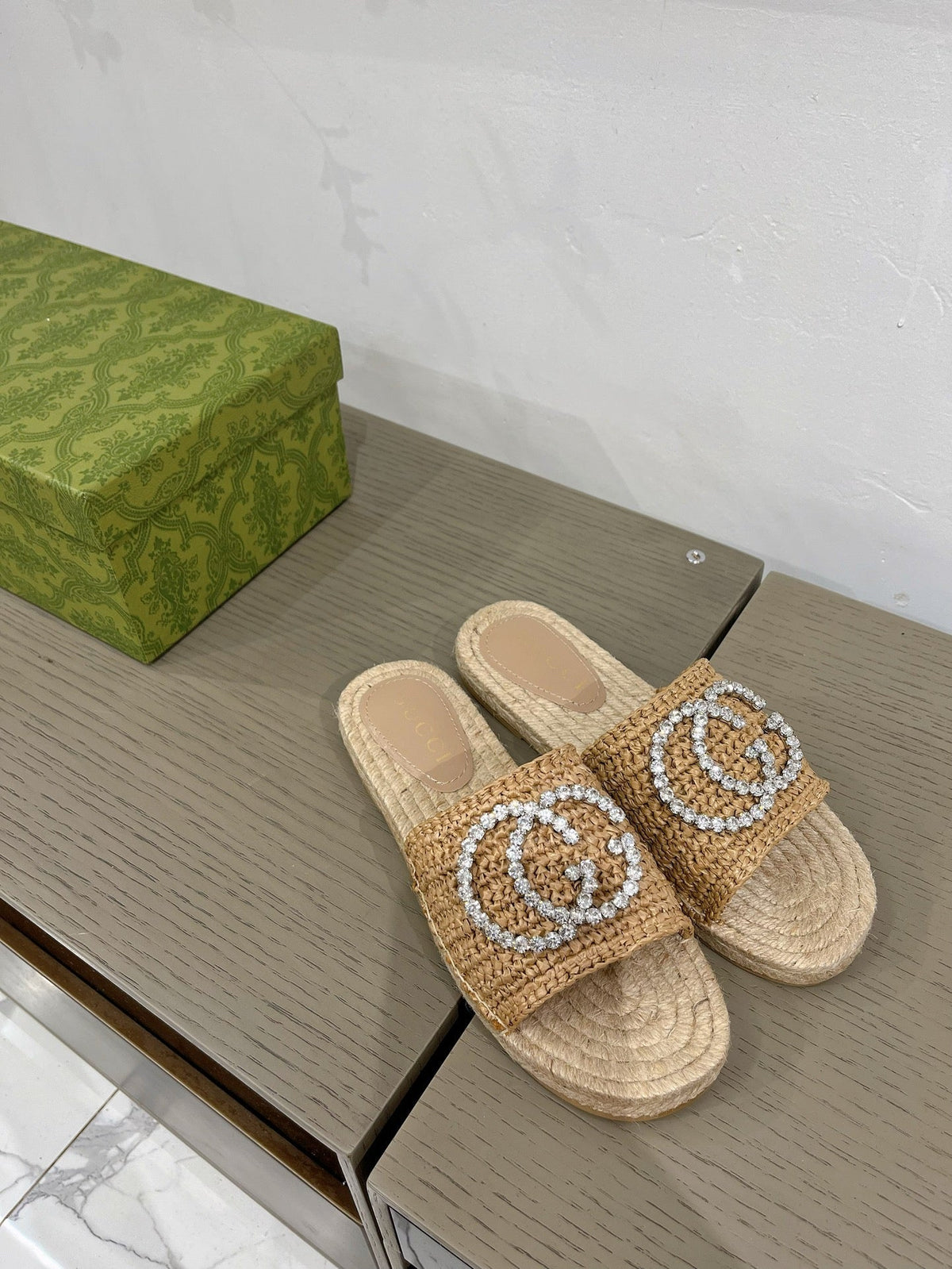 GG INTERLOCKING G ESPADRILLE COPPER FABRIC