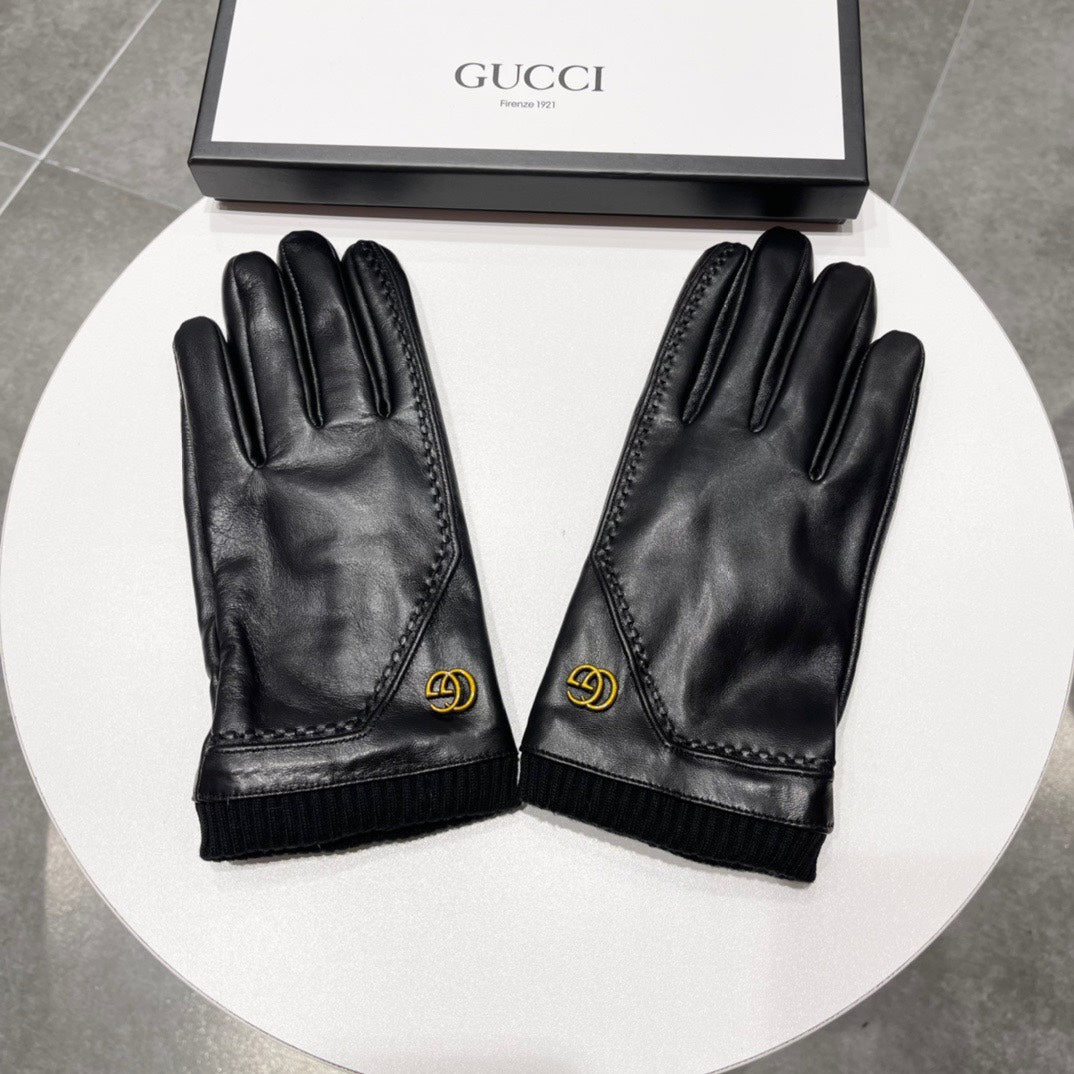 TOUCHSCREEN GLOVES IN BLACK LAMBSKIN MIX WOOL 130577
