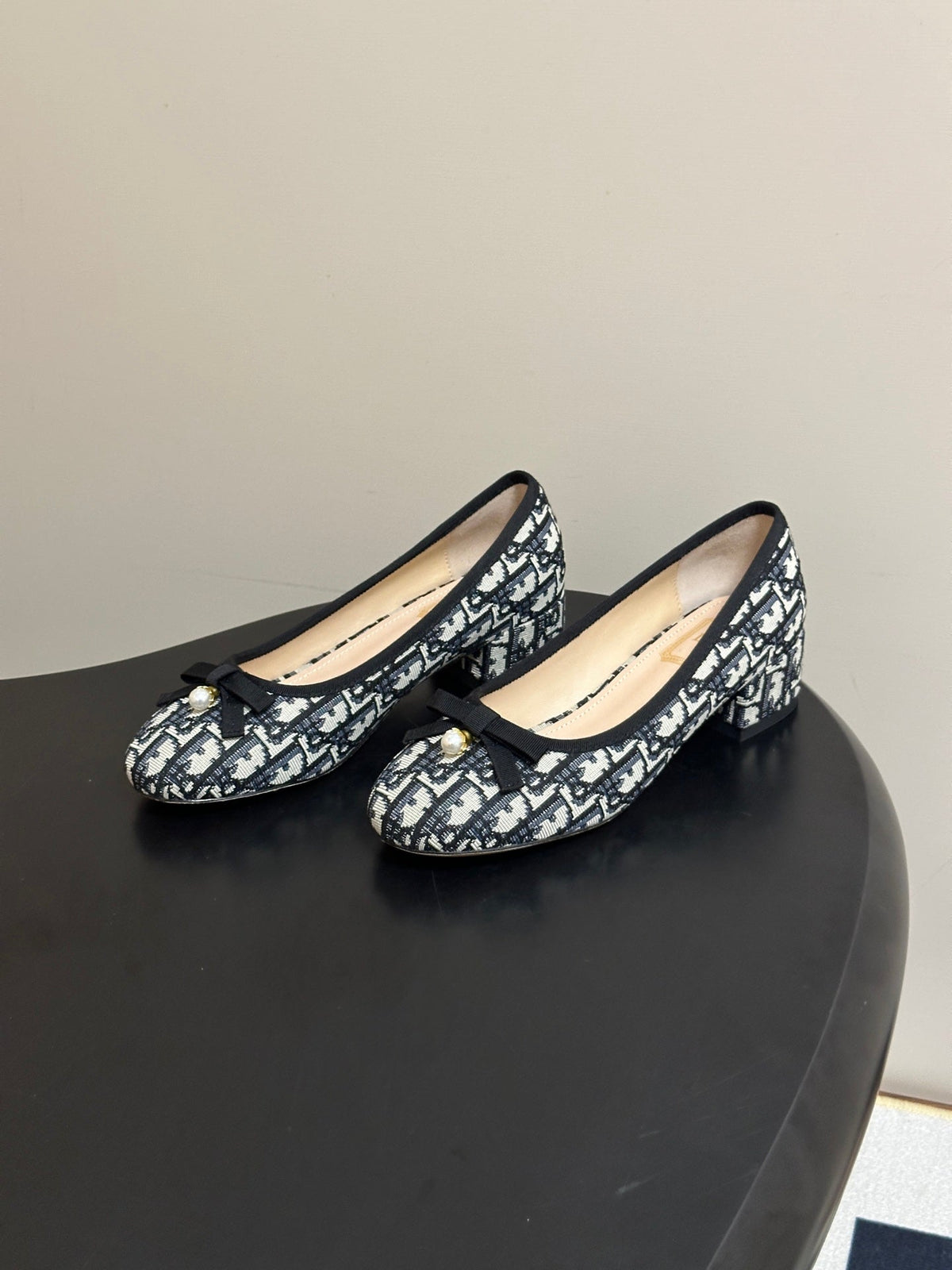 DIOR 26S MARY JANE HIGH HEELS 35MM IN BLACK DIOR OBLIQUE EMBROIDERED CANVAS WITH BOW
