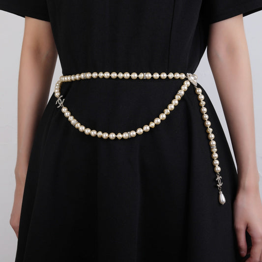 CHANEL 25S CHAIN BELT IN WHITE PEARL 614476 mysite