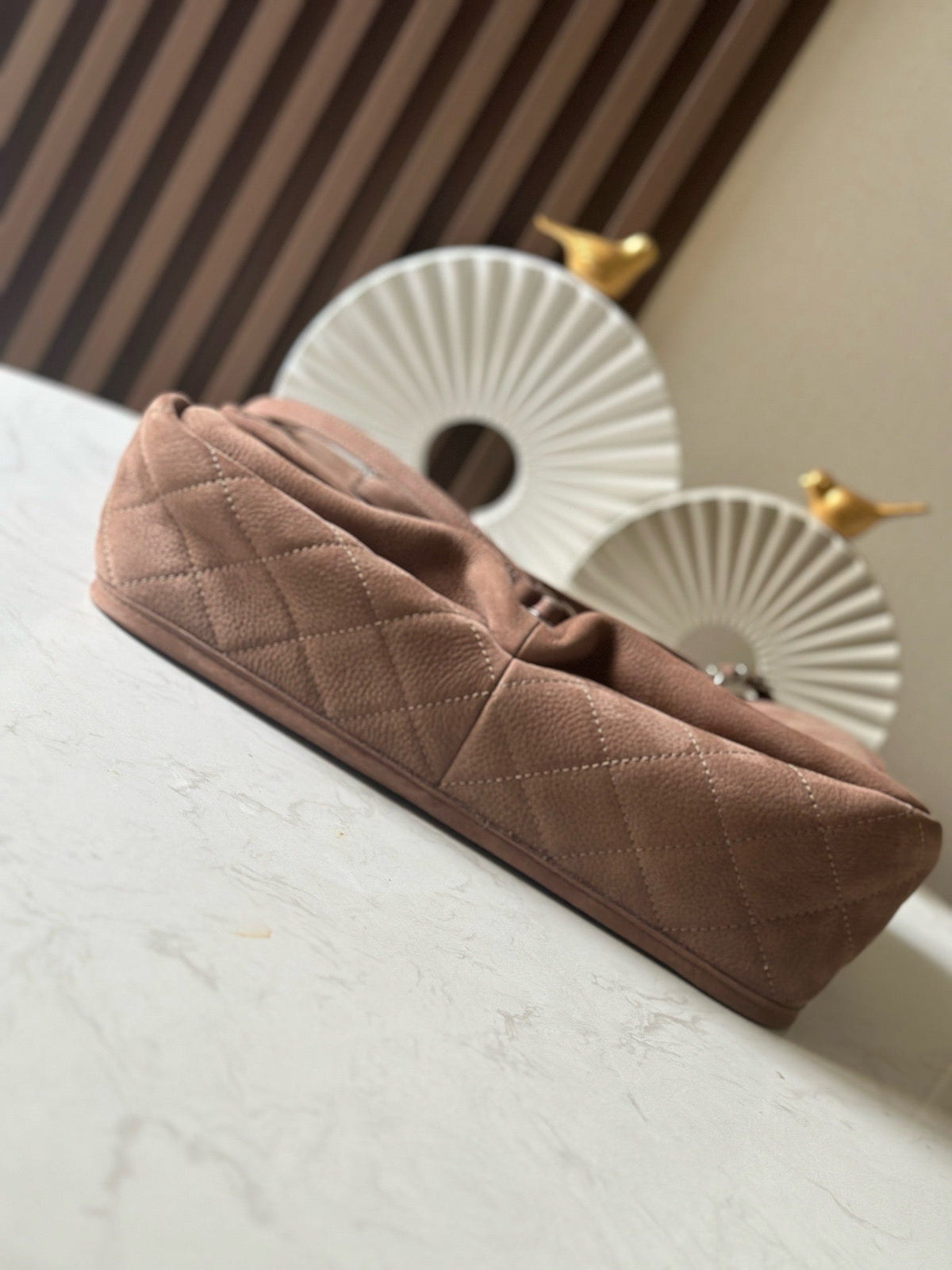 CHANEL 25S FLAP BAG 34 IN BROWN SUEDE