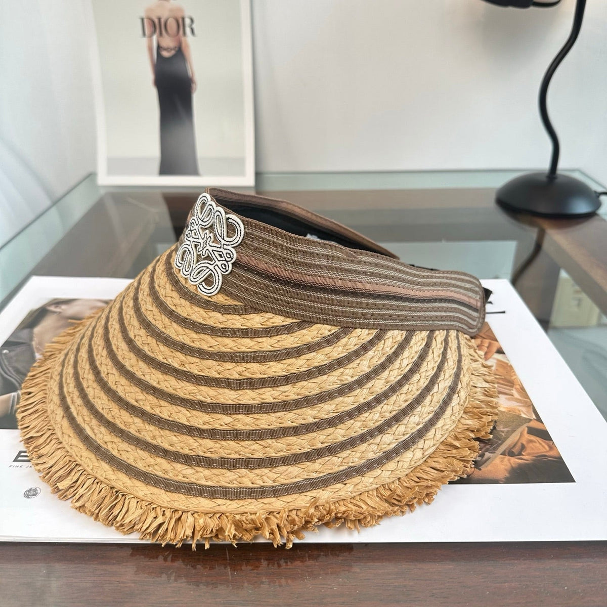 LOEWE 26S RAFFIA SUN VISOR  STYLE 260