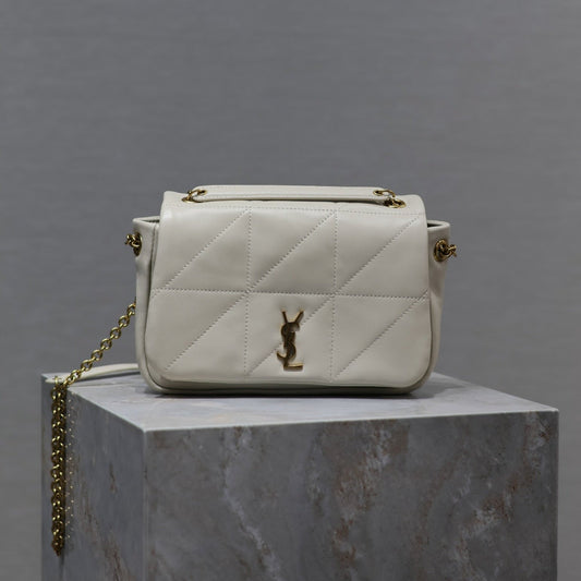 YSL 25S JAMIE MINI 20 IN BLANC VINTAGE LAMBSKIN GOLD HARDWRE