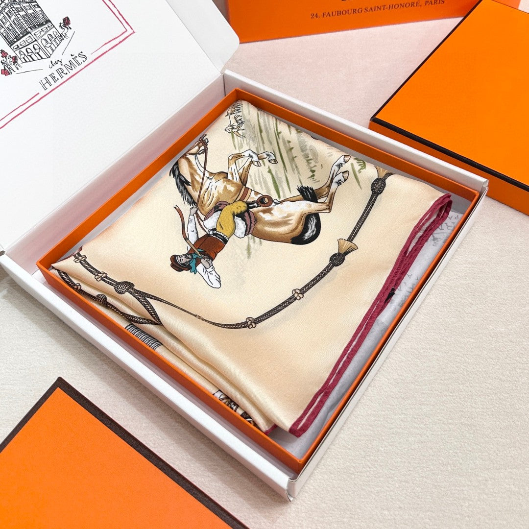HERMES 26S SCARF 90 IN SILK AND CASHMERE 492389