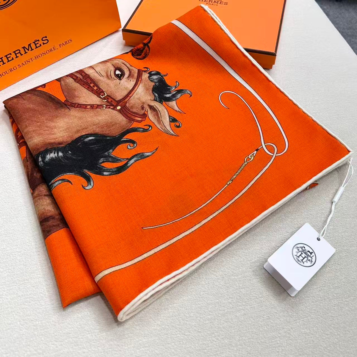 HERMES 26S SCARF 135 IN SILK AND CASHMERE 498251