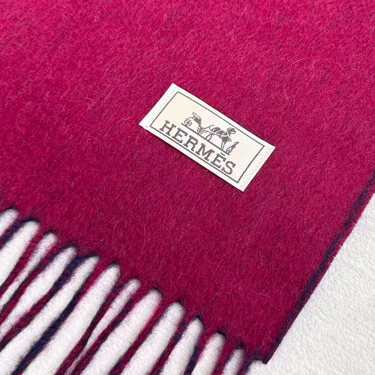 HERMES 26S SCARF 190 IN CASHMERE WOOL BLEND 492373